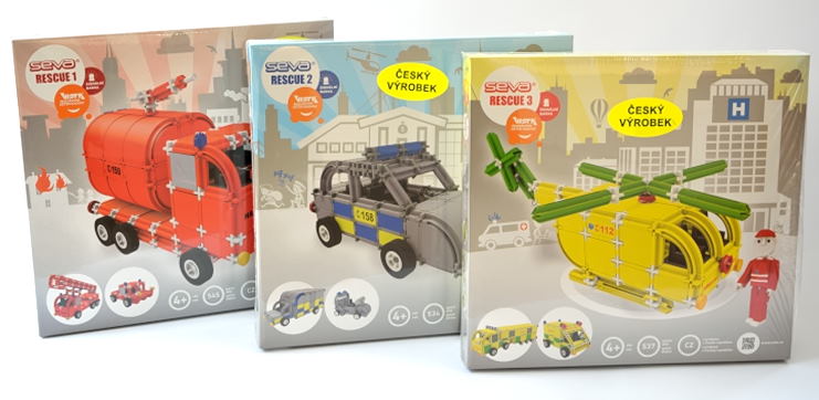 Do řady Seva Rescue patří tři stavebnice - záchranáři, hasiči a policie Do řady Seva Rescue patří tři stavebnice - záchranáři, hasiči a policie